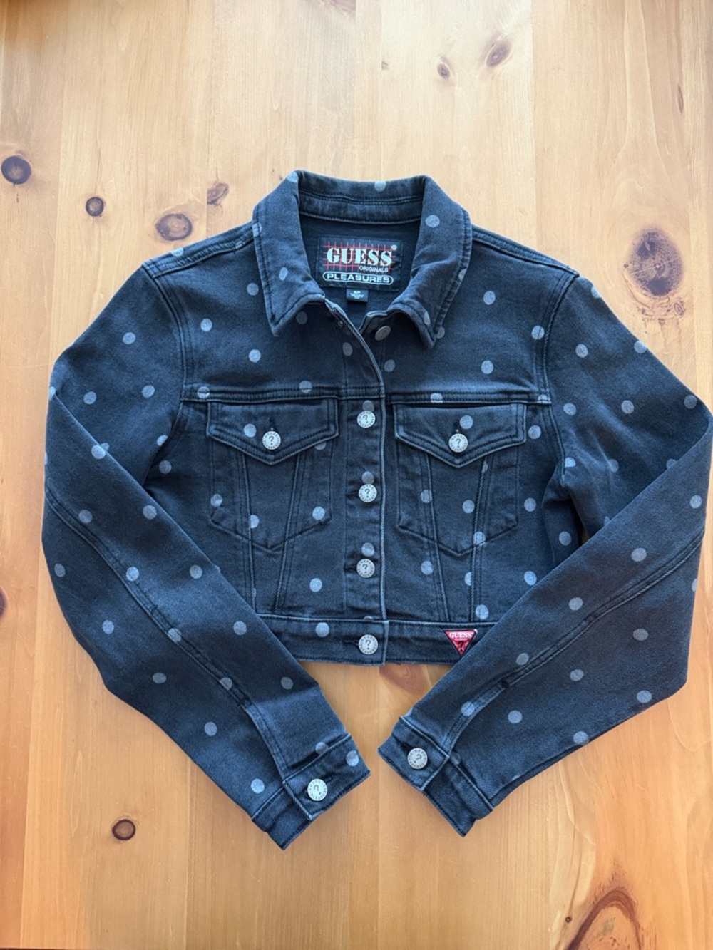 GUESS Women’s Black Polka Dot Denim Jacket